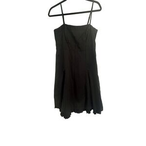 Gap Black Cotton Pleated Hem Sundress Sleeveless Adjustable Strap Dress Size 10